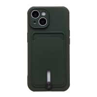 Чехол SC304 для iPhone 15 с картхолдером силиконовый темно-зеленый 001