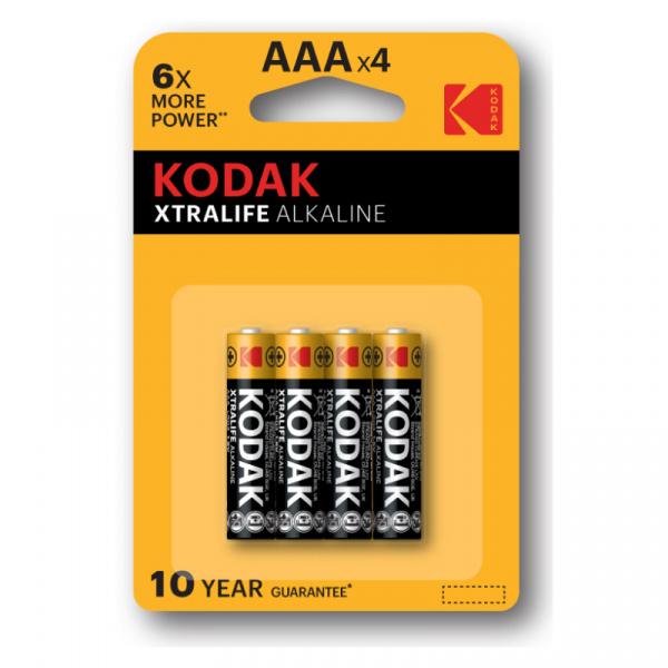 Батарейка алкалиновая ААА Kodak Xtralife Alkaline LR03 4 шт блистер 001