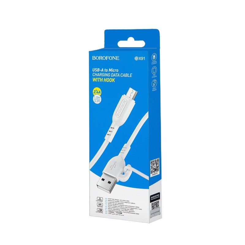 Кабель Borofone BX91 Micro USB 2.4А белый 1 м 002
