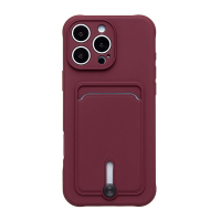 Чехол SC304 для iPhone 16 Pro Max с картхолдером силиконовый бордовый 001