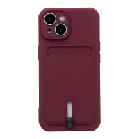 Чехол SC304 для iPhone 15 с картхолдером силиконовый бордовый 001