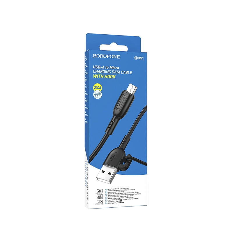 Кабель Borofone BX91 Micro USB 2.4А черный 1 м 002