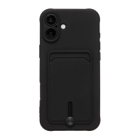 Чехол SC304 для iPhone 16 Plus с картхолдером силиконовый черный 001