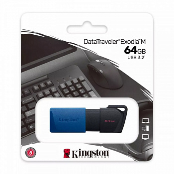 Флешка Kingston DataTraveler Exodia 64GB черно-синяя USB 3.2